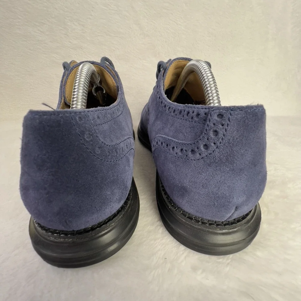 Cole Haan LunarGrand Wingtip Shoes‎ Mens Size 10.5 Blue Suede Oxford Dress Cole Haan Men main image 4